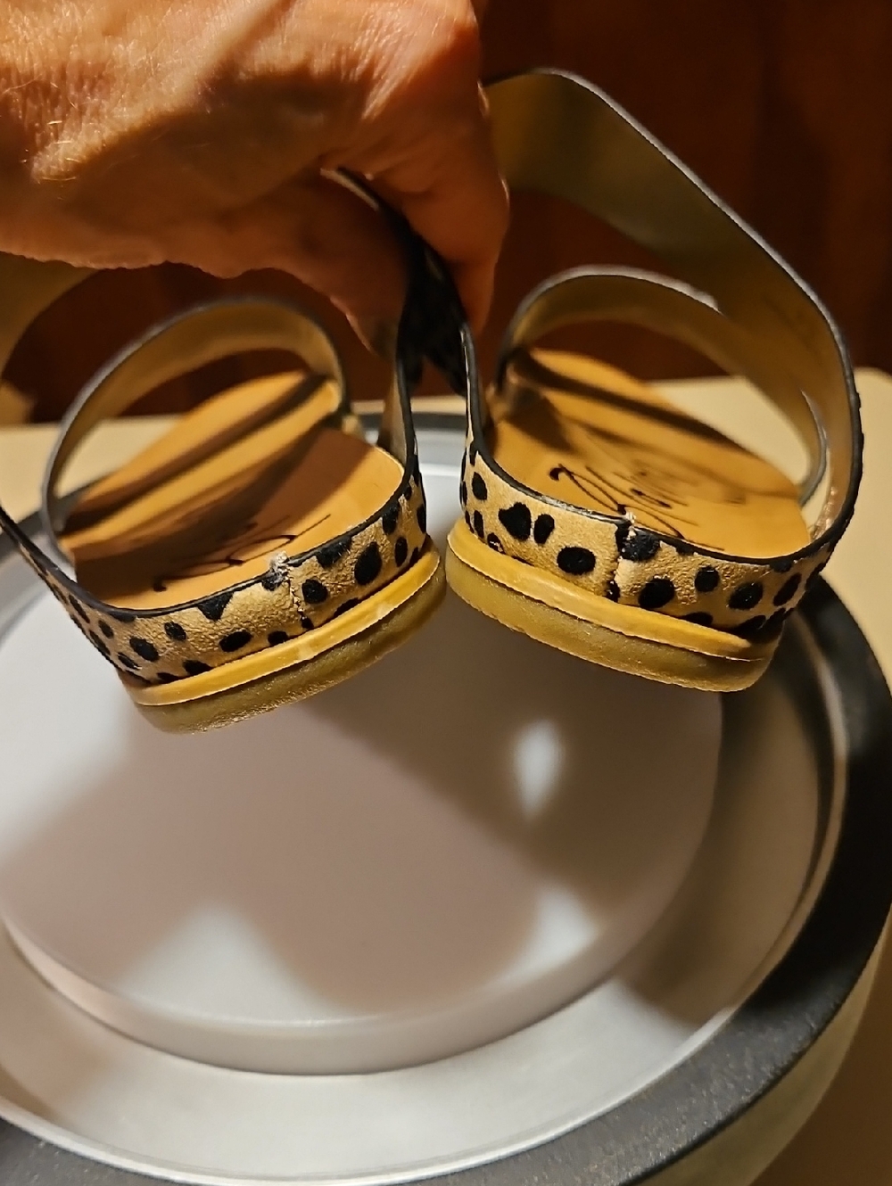 Blowfish Cream and Black Print Slide Sandals - Picture 14 of 14